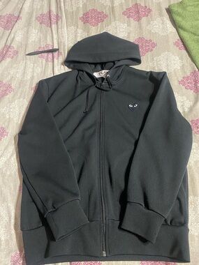Comme des Garçons Black PLAY Hoodie with Logo Tag